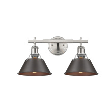 Golden 3306-BA2 PW-RBZ - Yep by Golden Lighting Orwell 2-light Vanity in Pewter and Rubbed Bronze shade